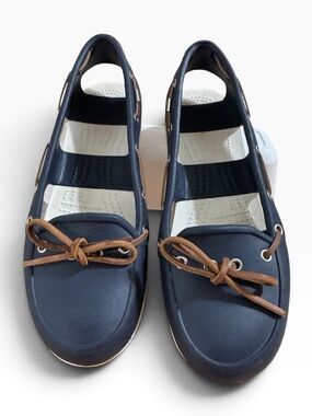 Crocs Beach Line Women's Boat Shoes Navy Blue Brown Loafers Gorpcore Utitarian